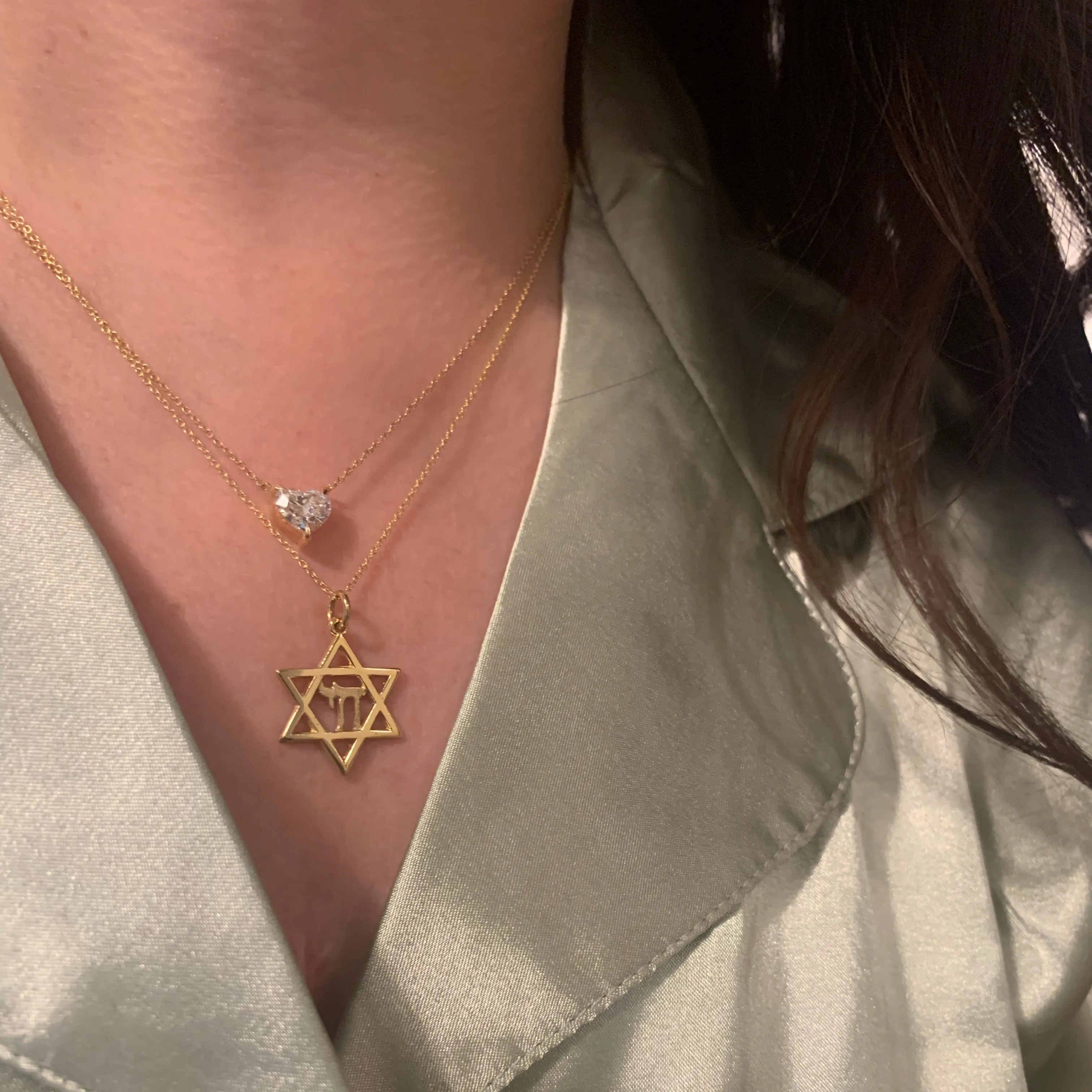 10K Gold Star of David with Chai Charm