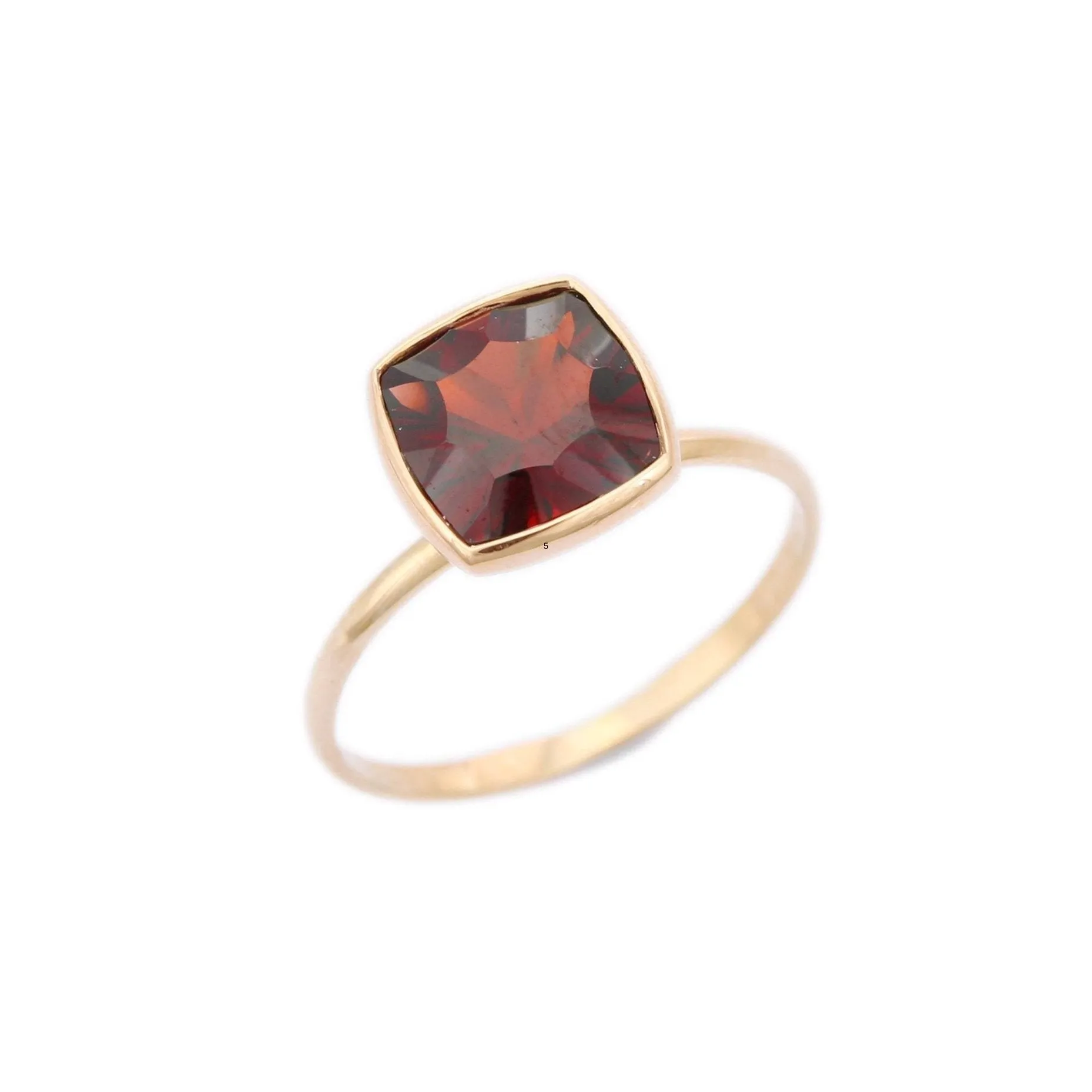 14K Yellow Gold Garnet Ring