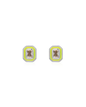 Bezel Studs- Neon Yellow- Silver