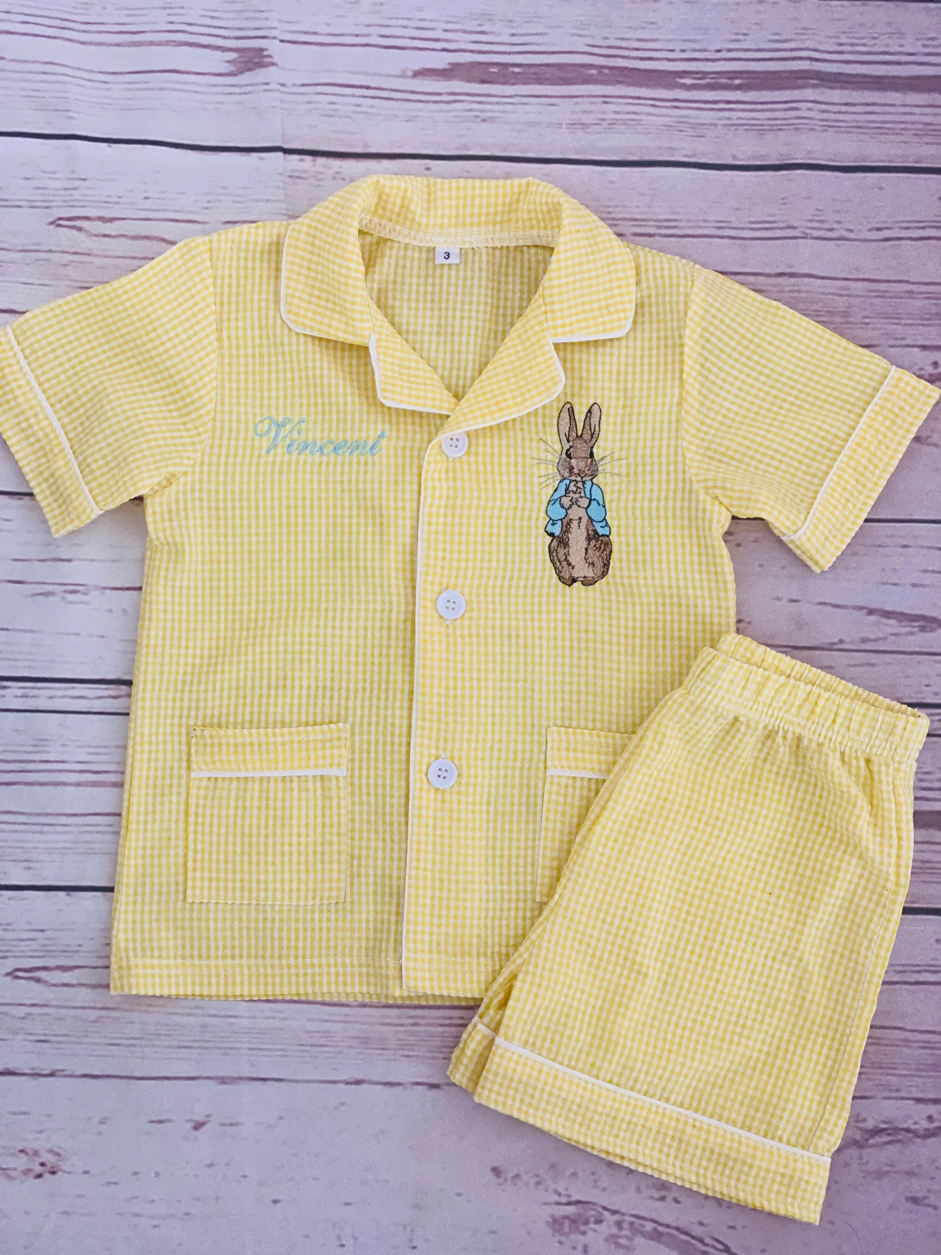 Boys yellow Easter pjs