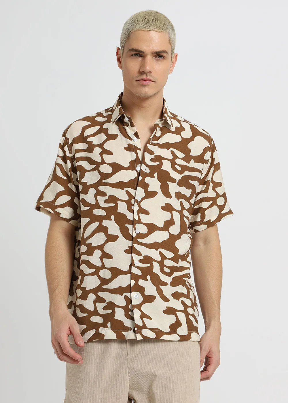 Brown Abstract Printed Shirt