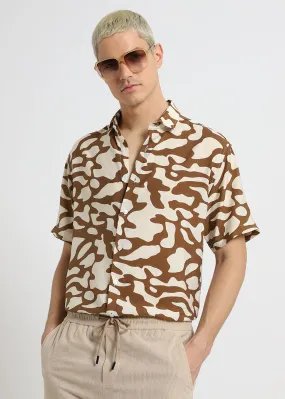 Brown Abstract Printed Shirt