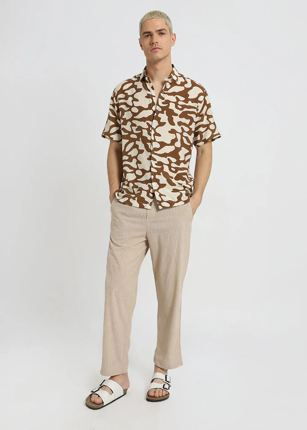 Brown Abstract Printed Shirt