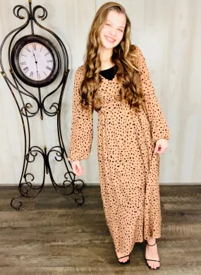 Brown & Dot Print Dress