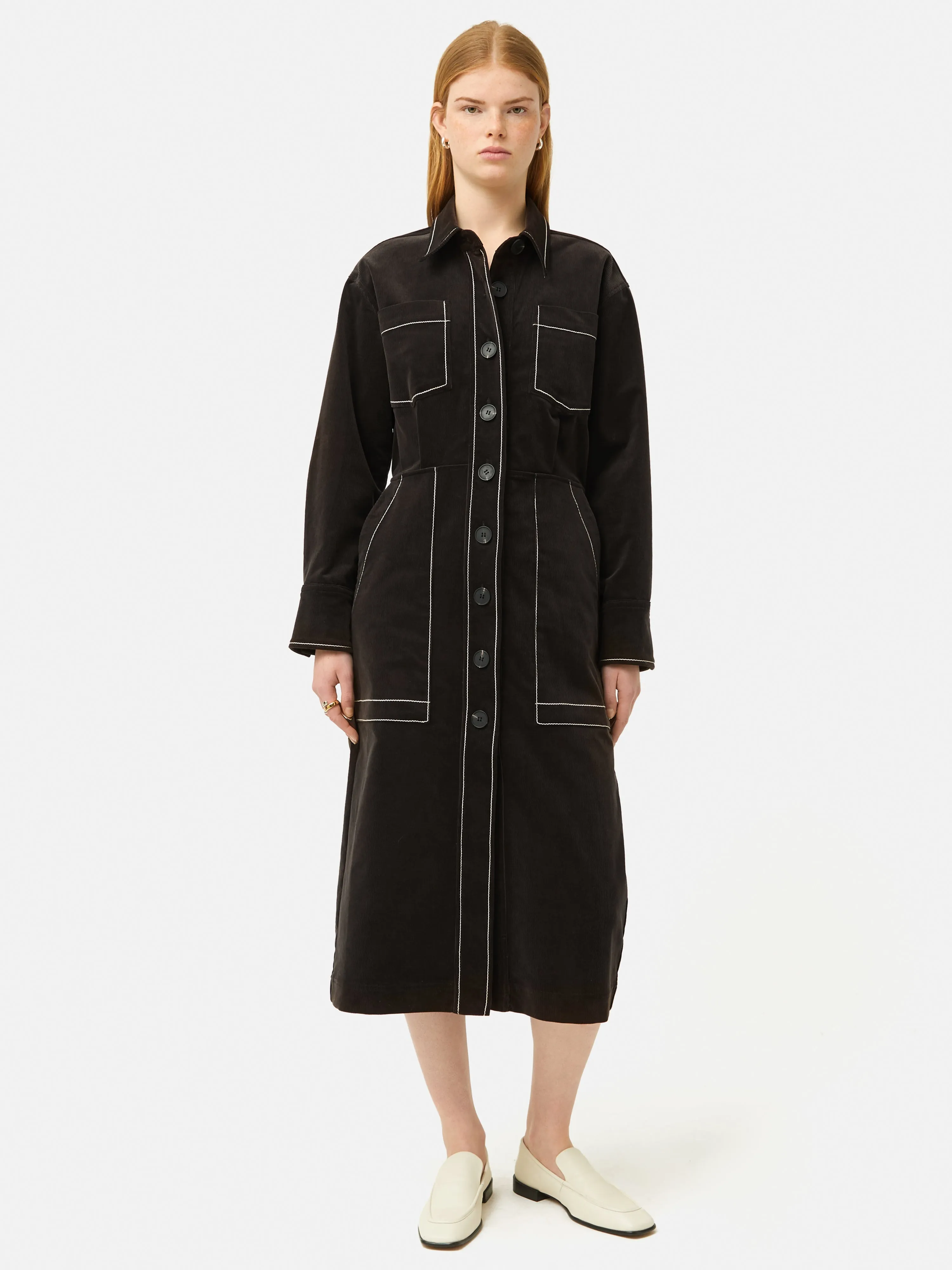 Cord Shirt Dress | Brown