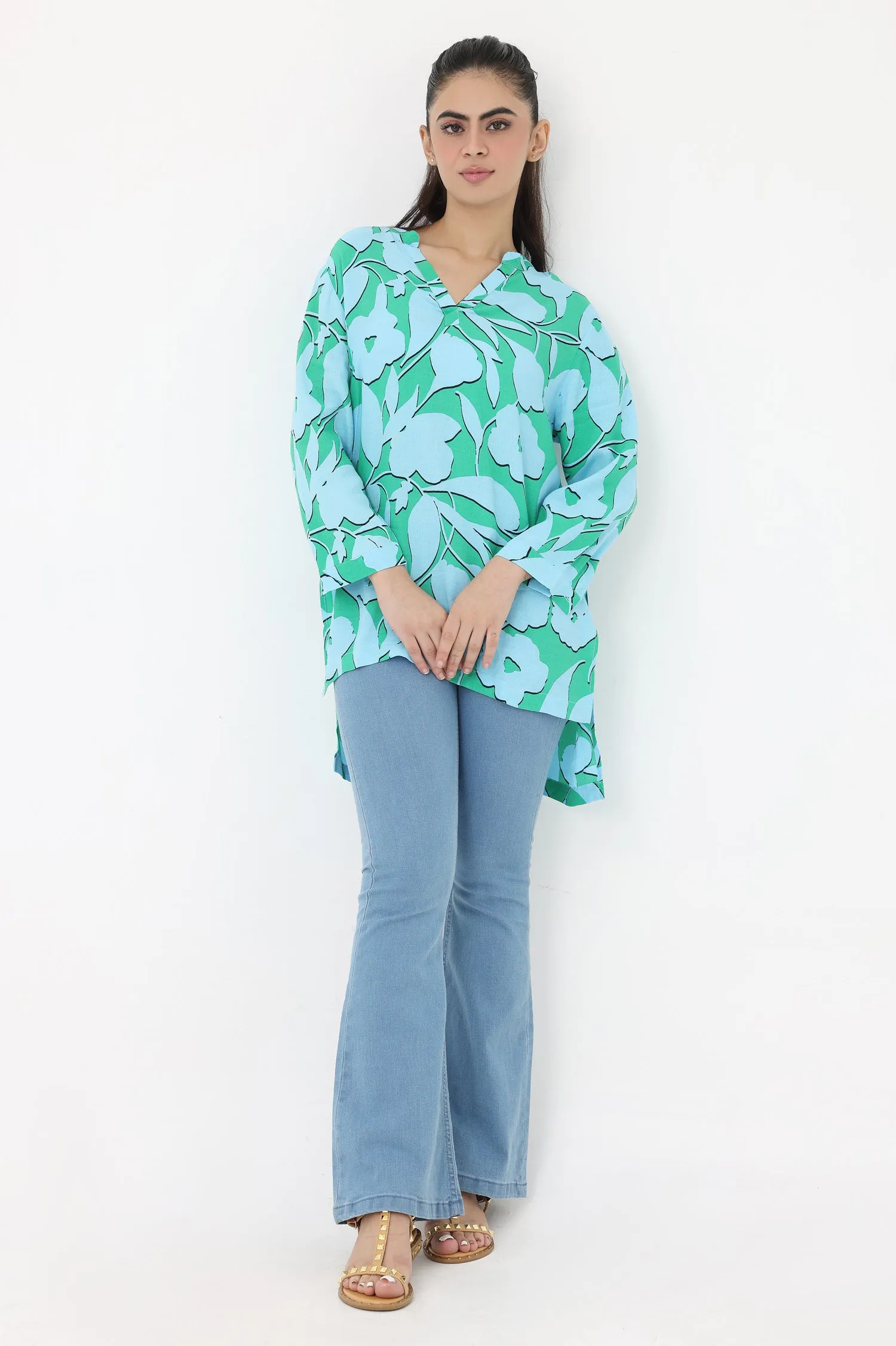 FLORAL BLOOM SHIRT-GREEN