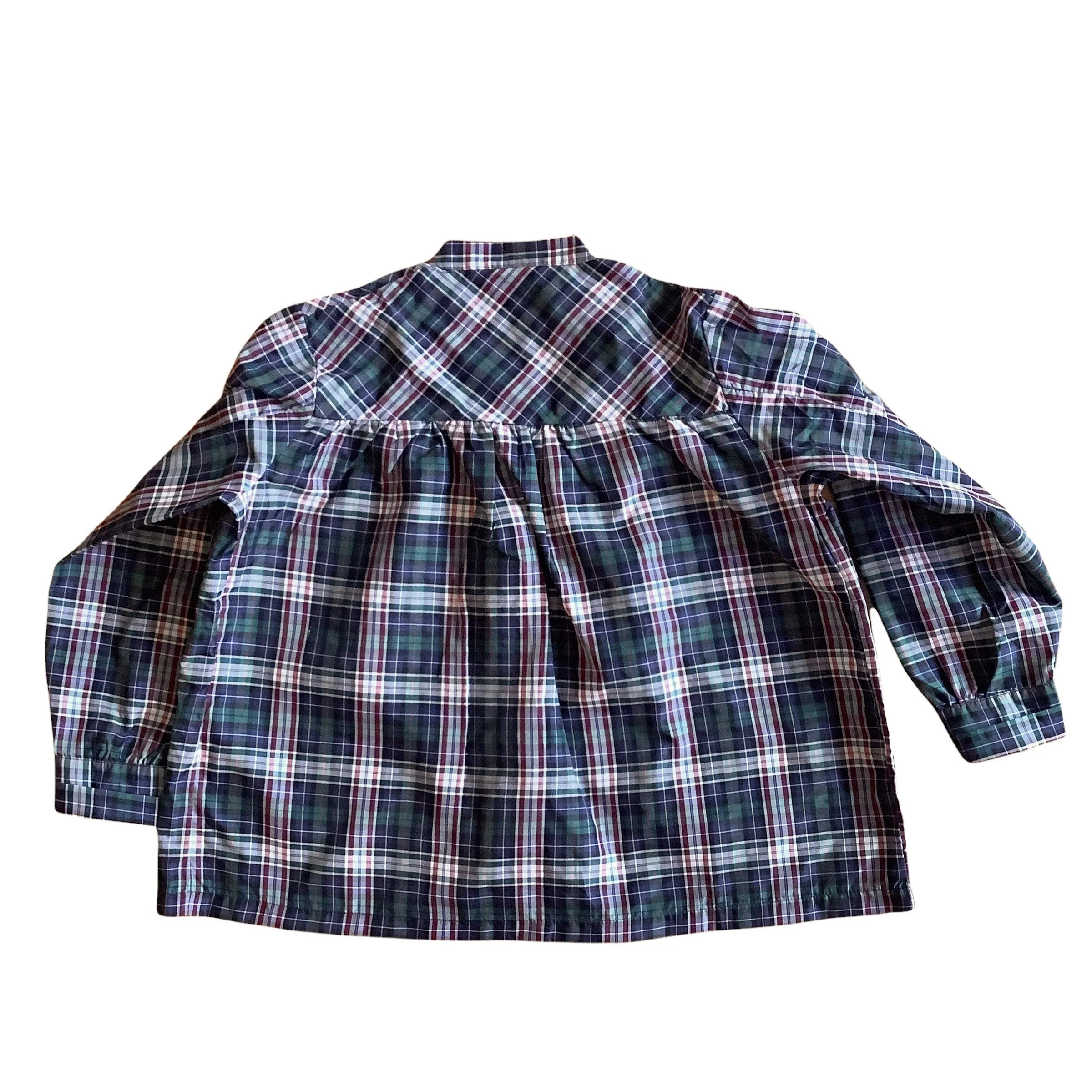 French  Vintage 1960s Tartan Nylon Blouse / Overshirt /  6-8Y