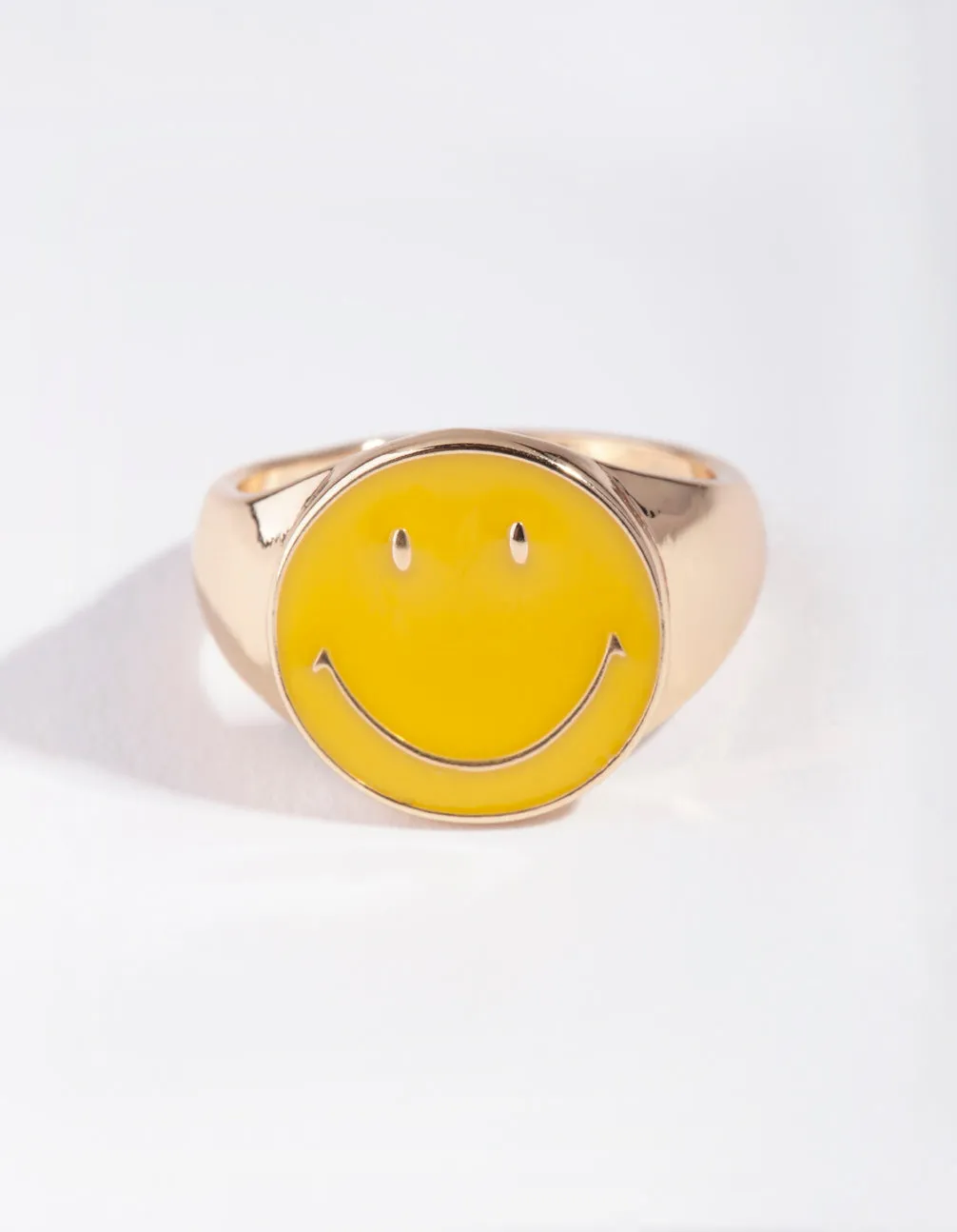 Gold Yellow Smiley Face Ring