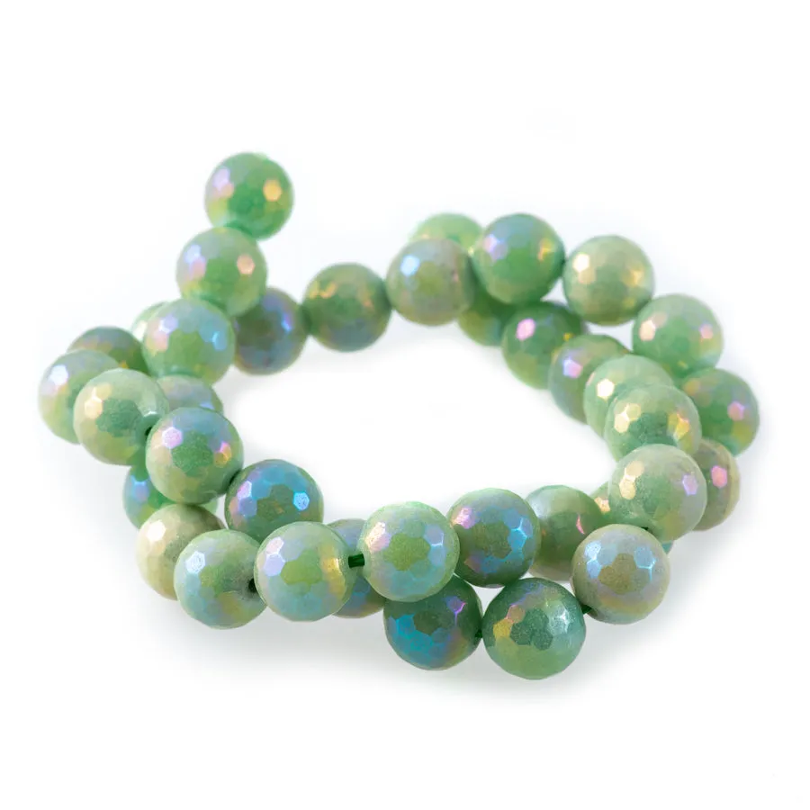 Green Aventurine 10mm Plated Round Faceted - 15-16 Inch