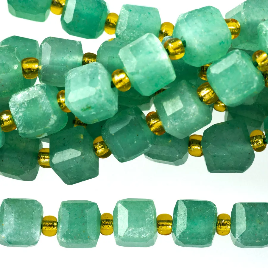 Green Aventurine 6-7mm Table Cut Cube A Grade - 15-16 Inch