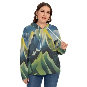 Green Mountains Women's Long Sleeve Sweatshirt With Hood(Plus Size)