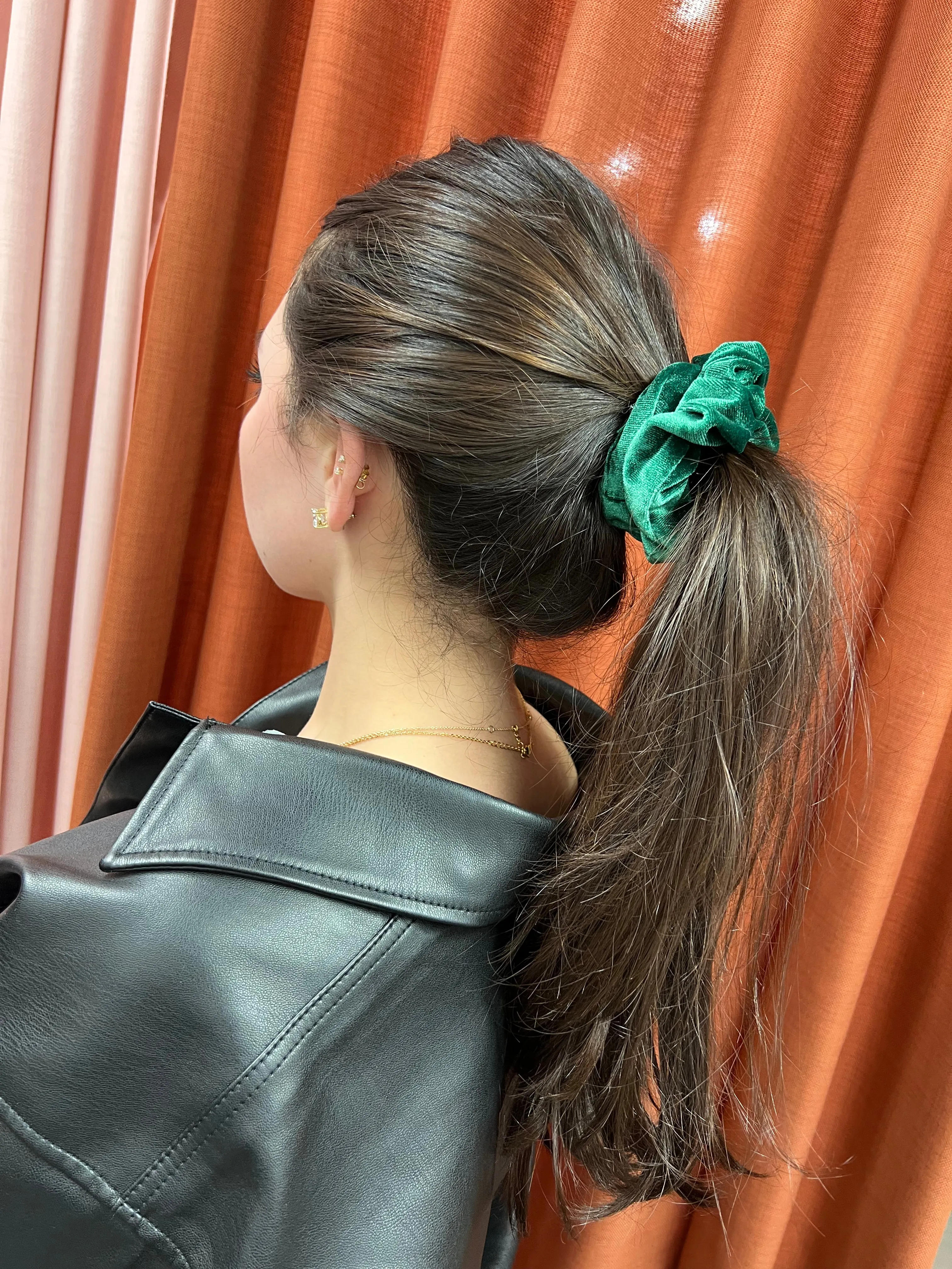 Green Velvet Scrunchie