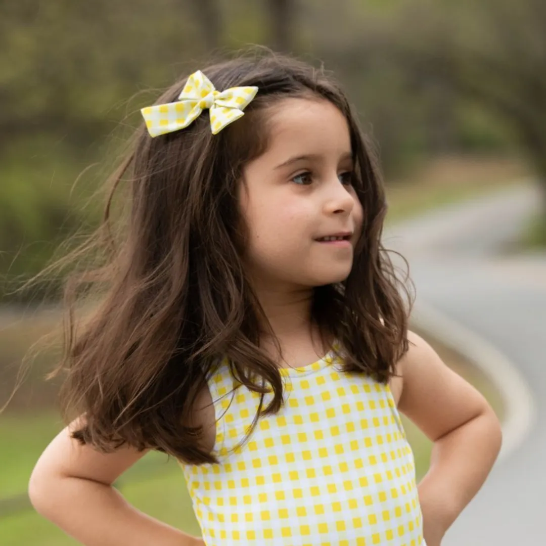 Hair Bow - Yellow Gingham