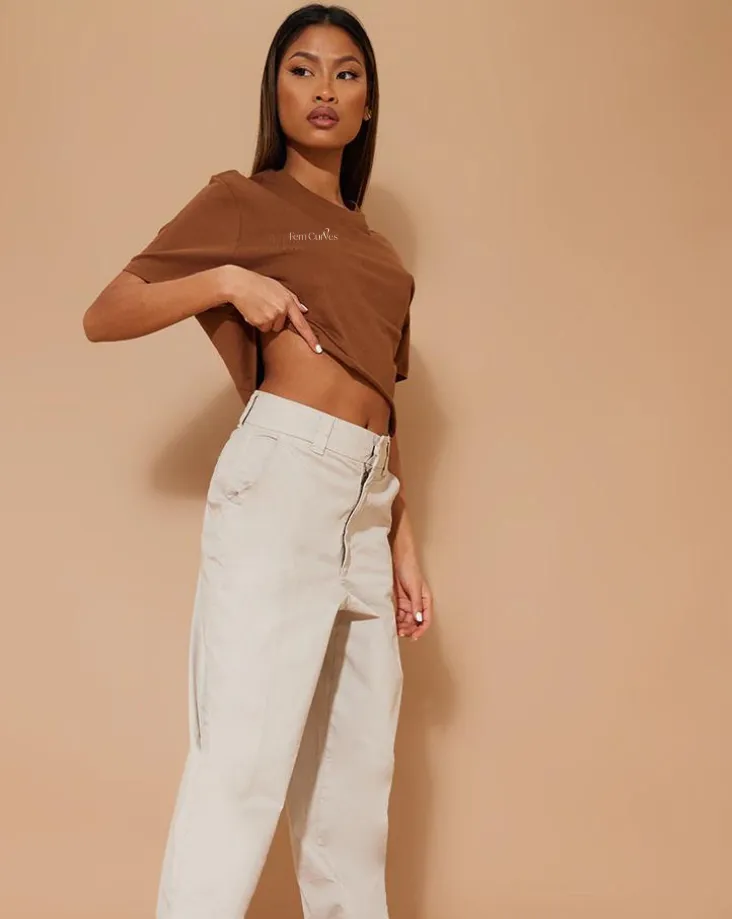 Kem Cropped Tee - Brown