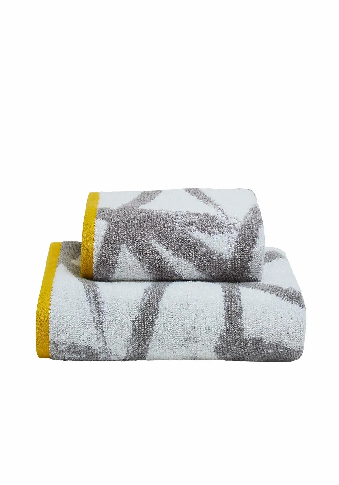 Leda Hand Towel - Grey & Ochre - Grey / Ochre