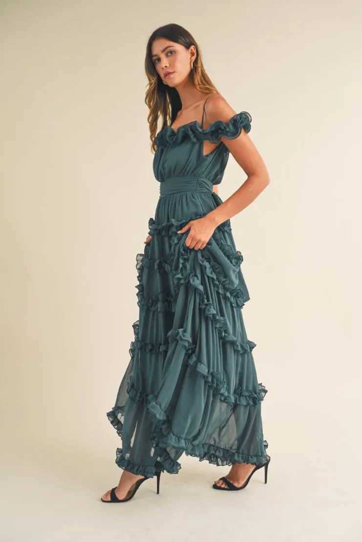 Leylani Ruffle Tiered Maxi Dress - Teal