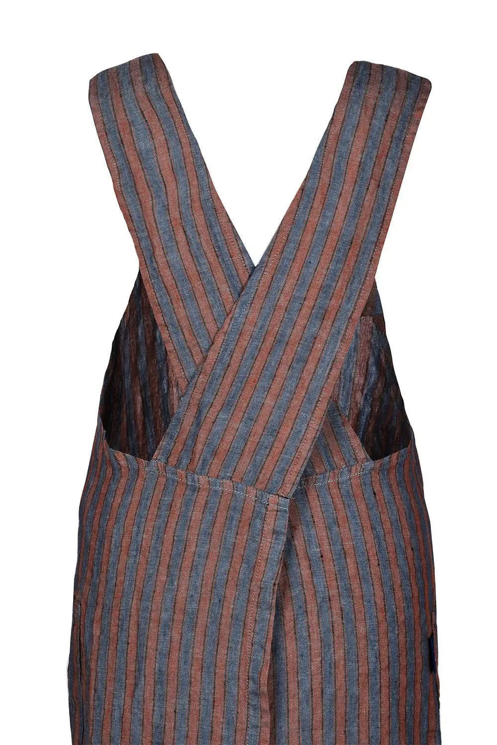 Linen Apron Stripes Brown