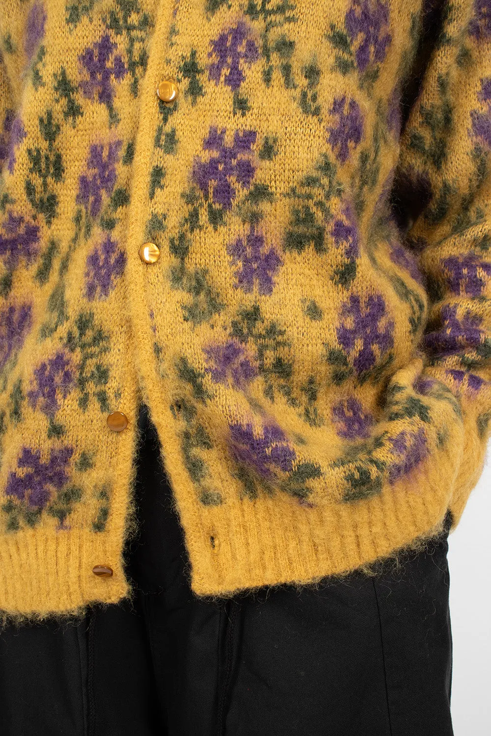 Mohair Cardigan Floral Yellow