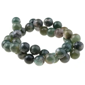 Moss Agate 10mm Round - 15-16 Inch