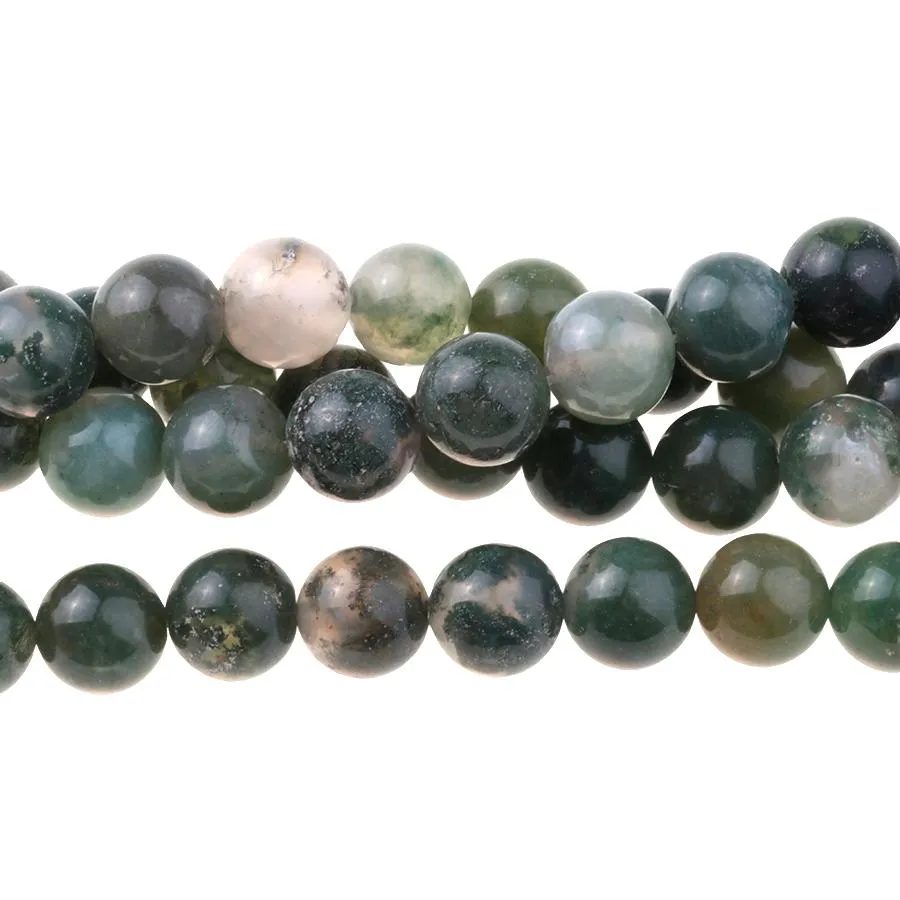 Moss Agate 10mm Round - 15-16 Inch