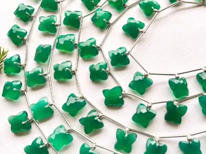 Natural Green Onyx Butterfly Shape Faceted Beads