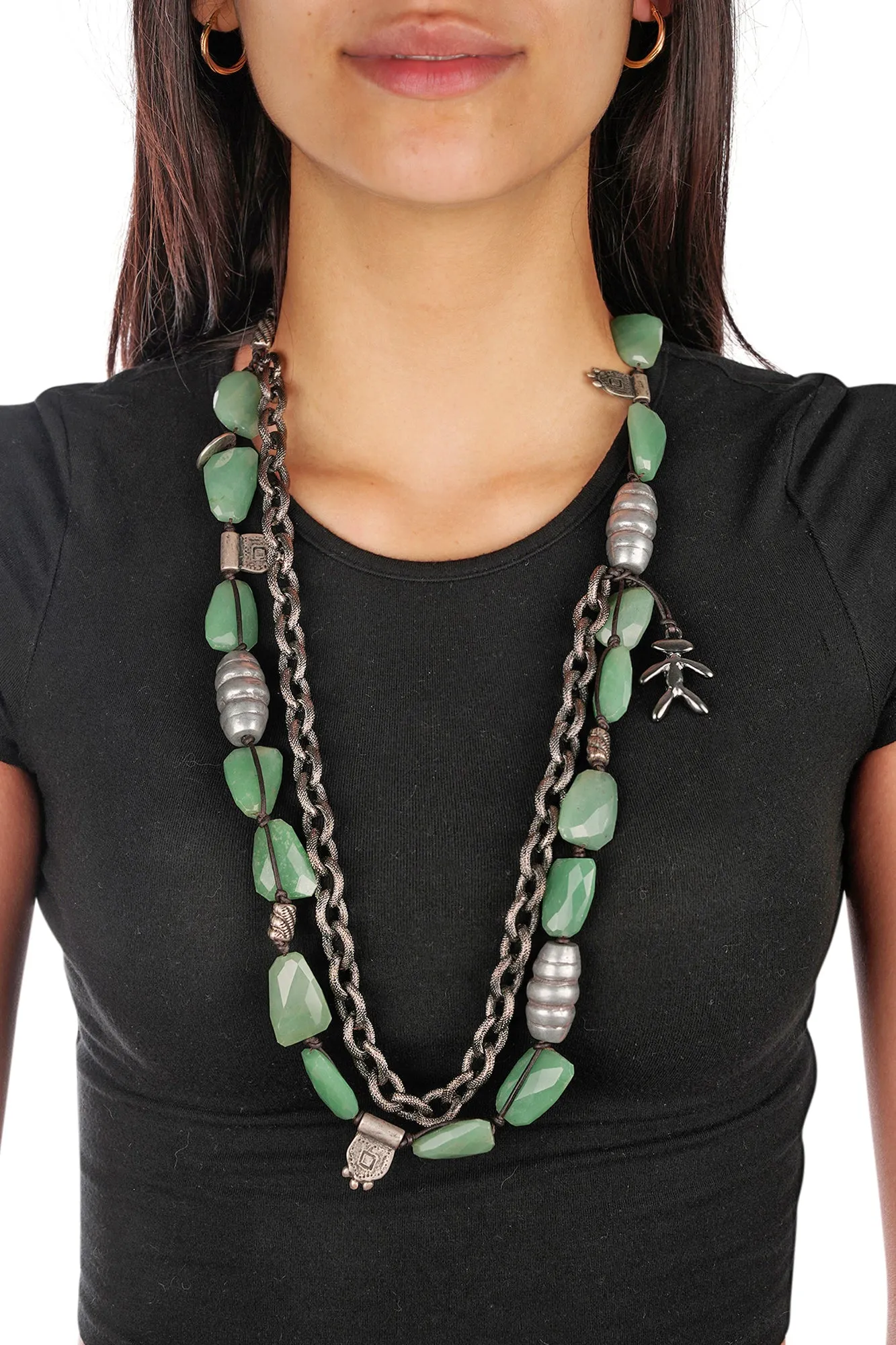 Necklace Uganda Green Aventurine Stones