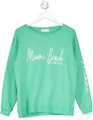 Ocean Drive Green Miami Beach Slogan Sweatshirt UK M