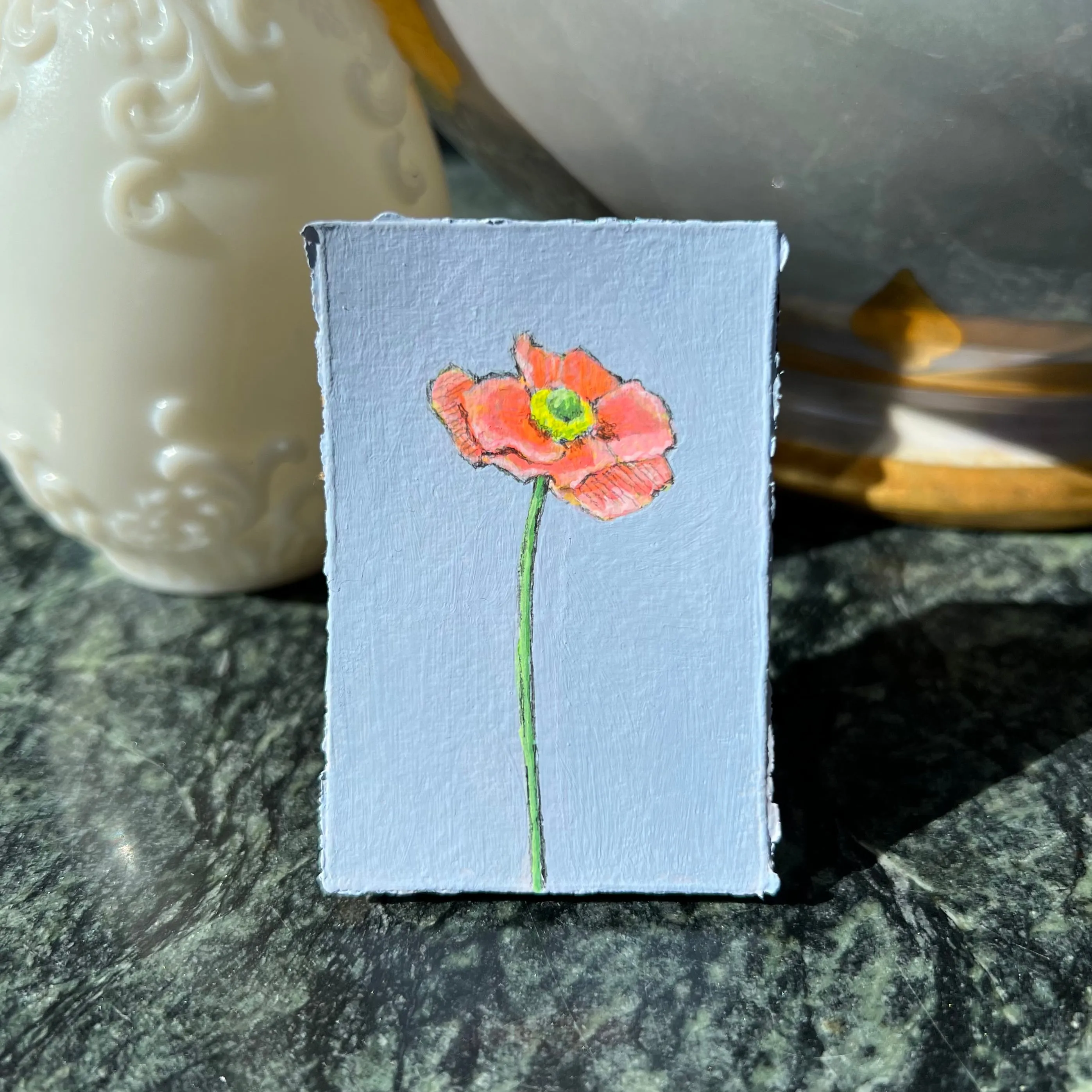 Orange Poppy on Periwinkle