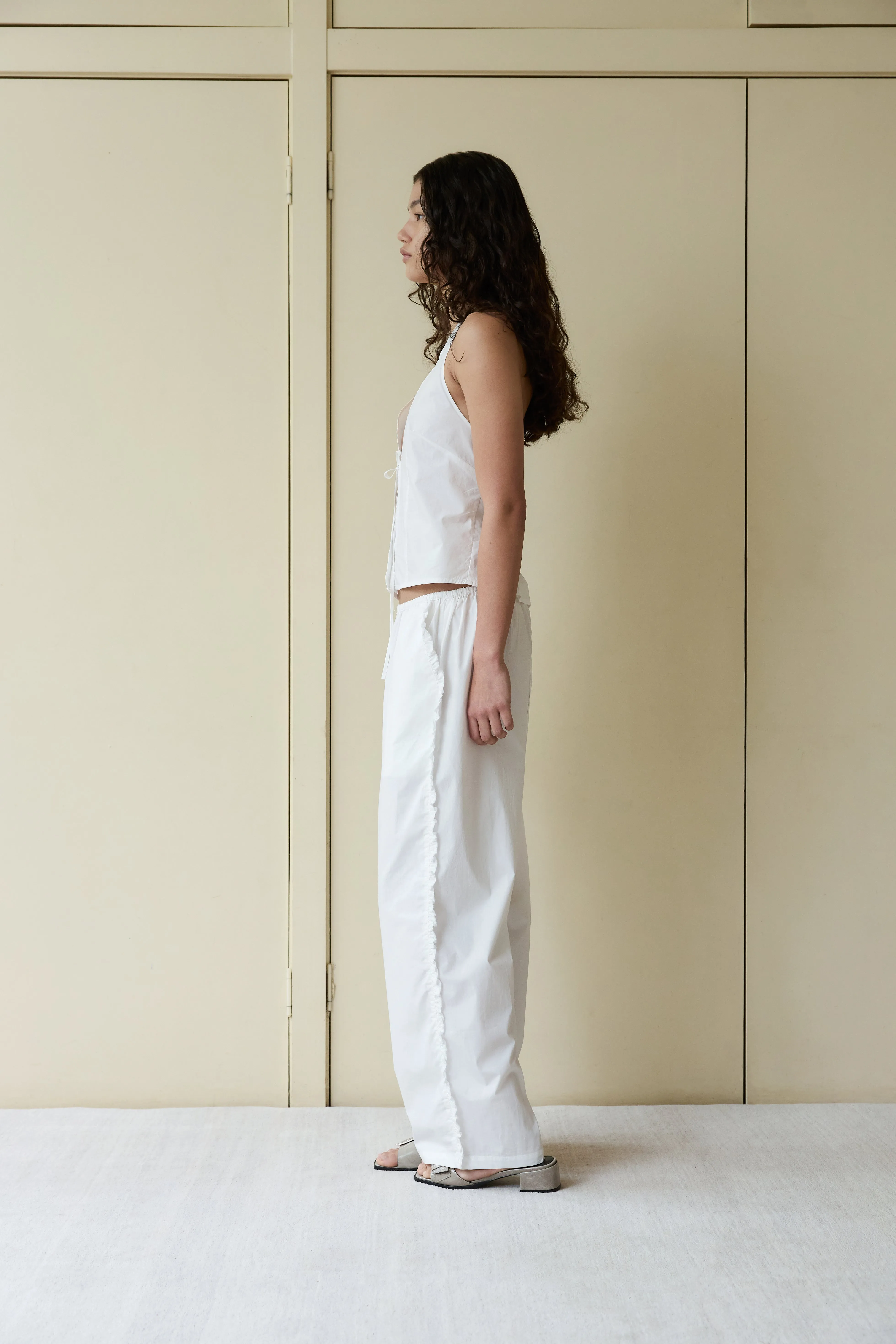 Ruffle Pant - White