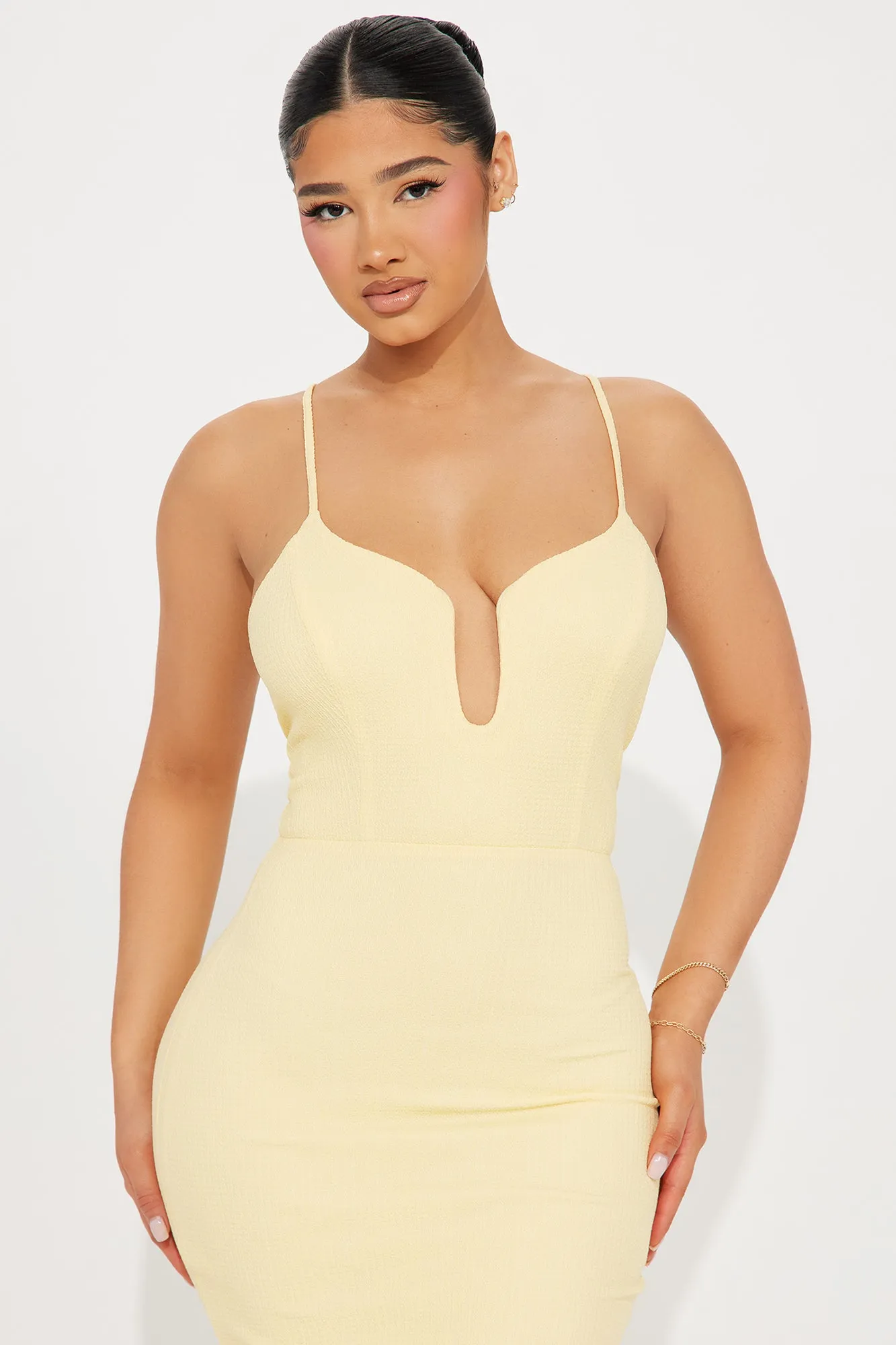 Sara Textured Maxi Dress - Yellow