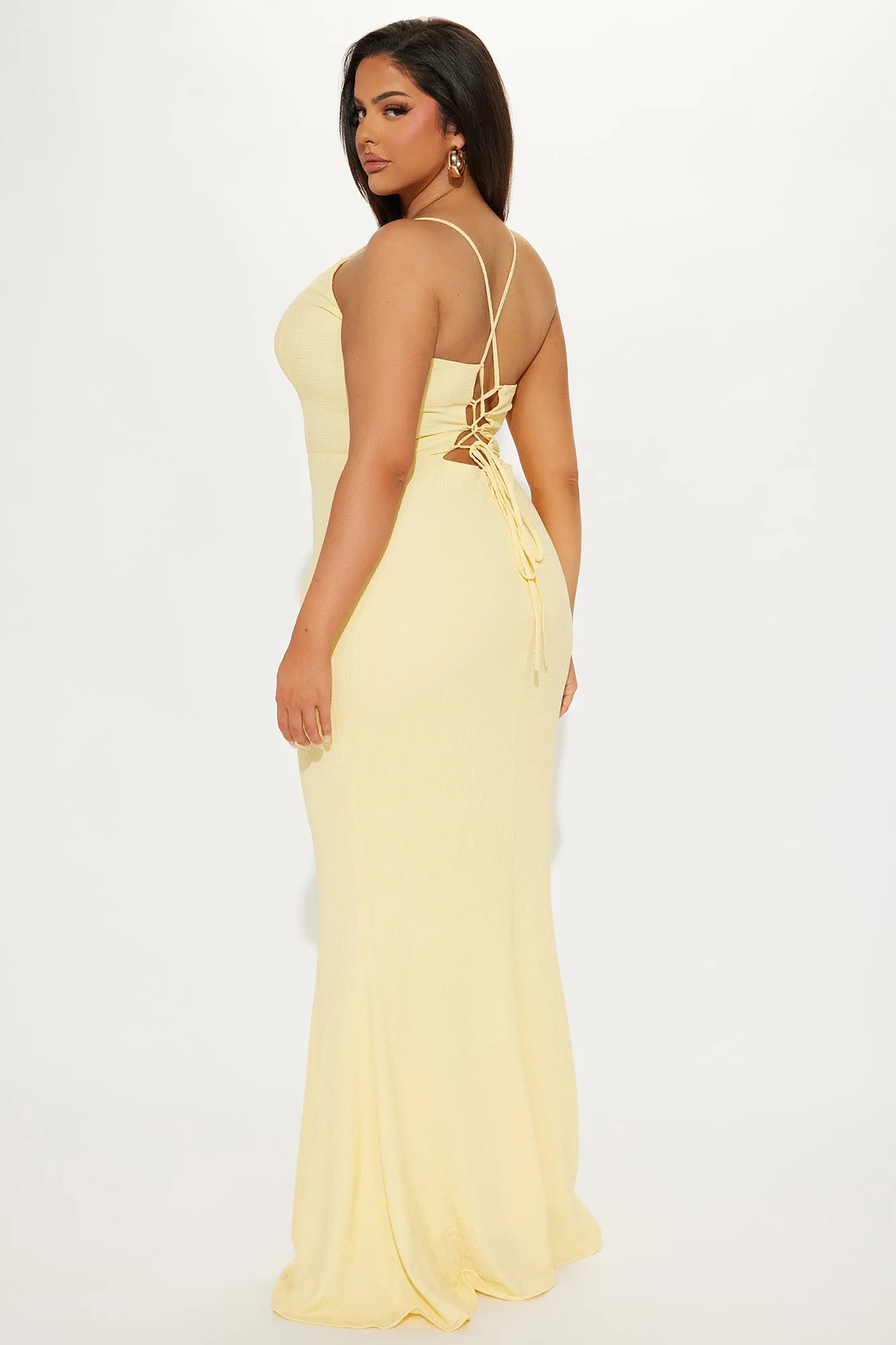 Sara Textured Maxi Dress - Yellow