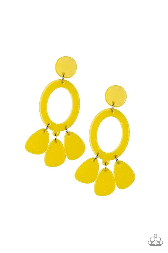 Sparkling Shores Yellow-Earrings