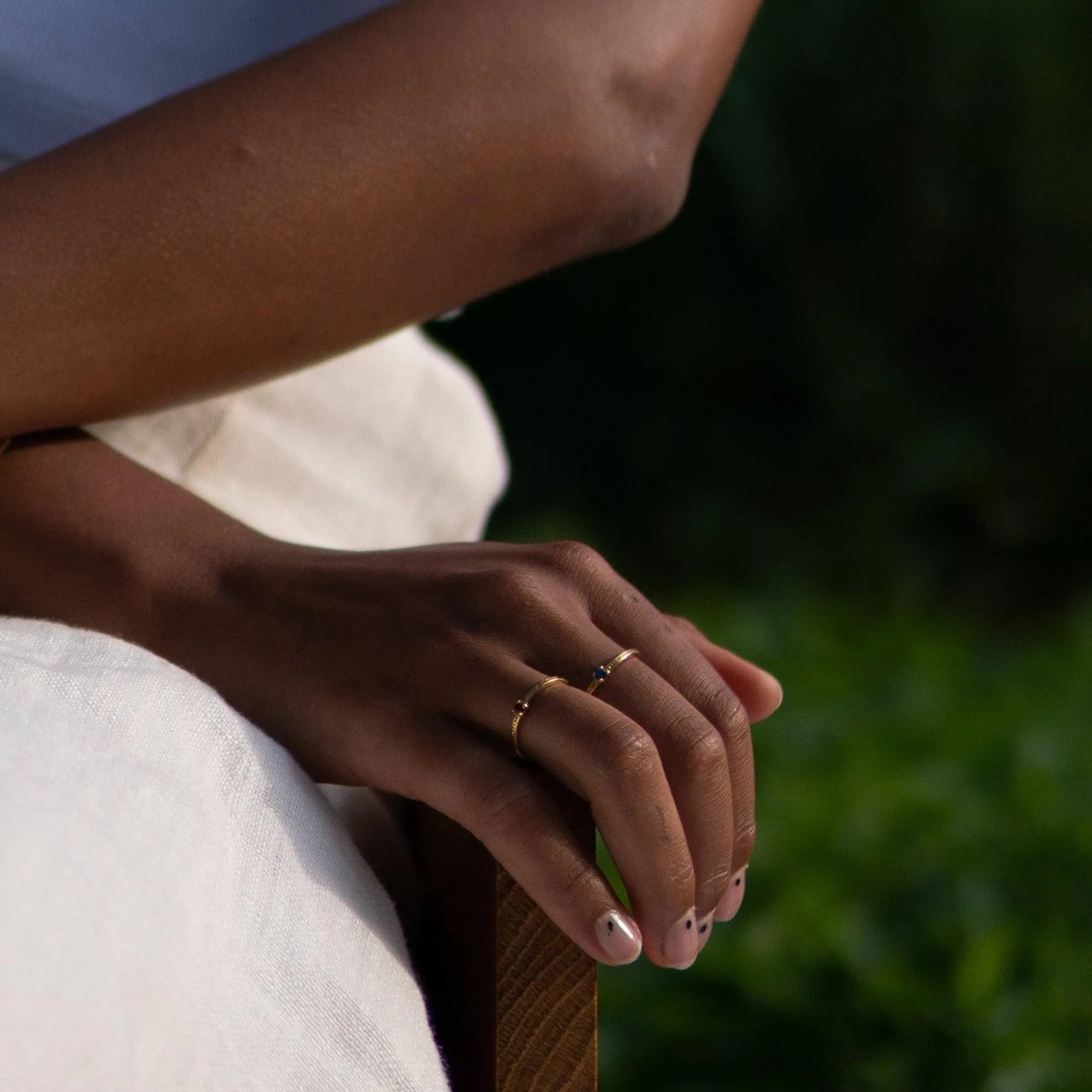 THE EMMA RING BLUE - Solid 14k yellow gold