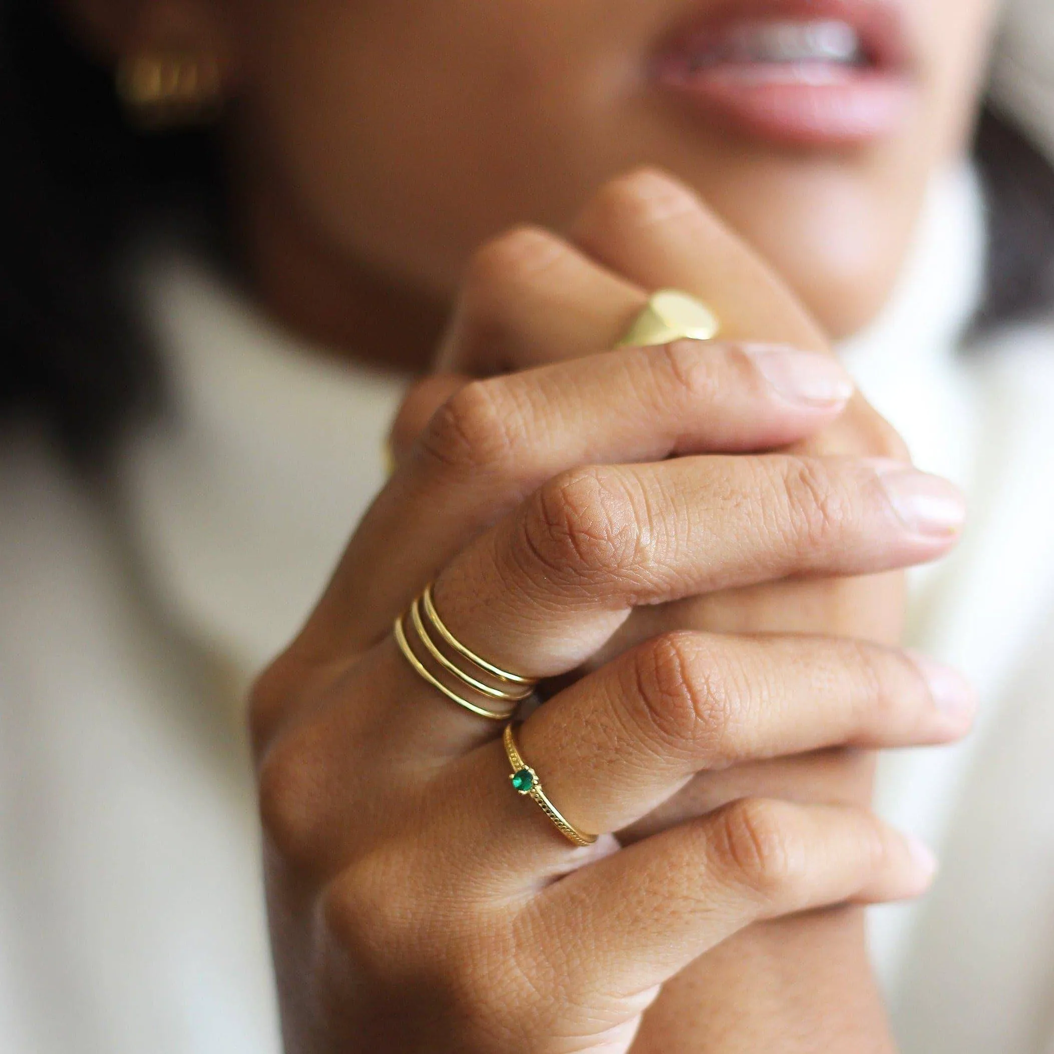 THE EMMA RING GREEN - 18k gold plated