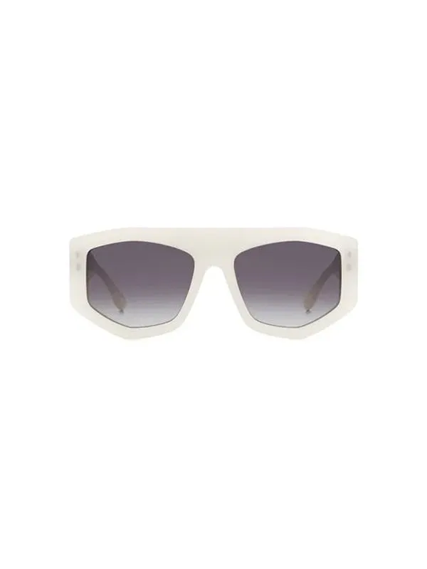 White 90s Sunglasses in Pearl/White