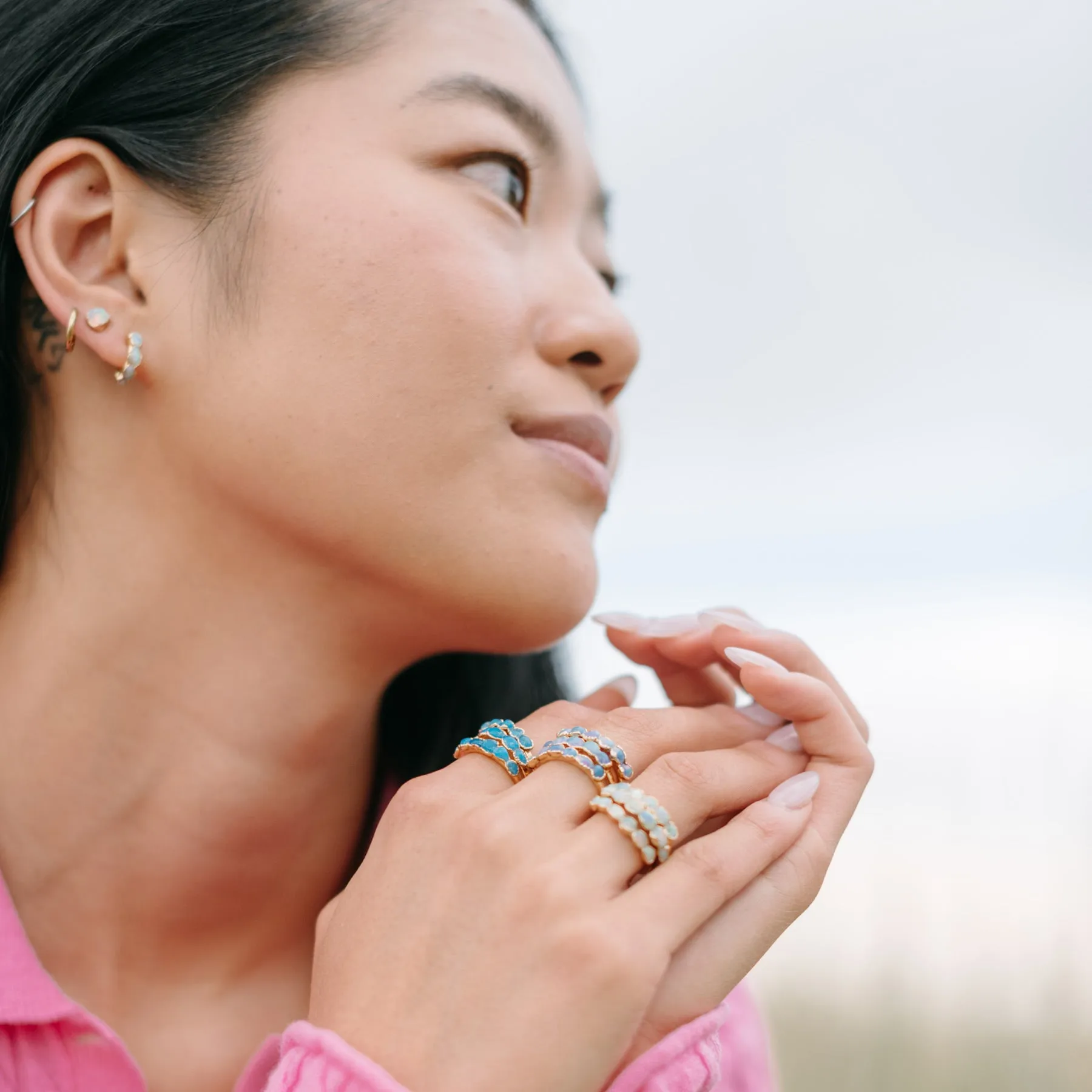 White Opal Studs