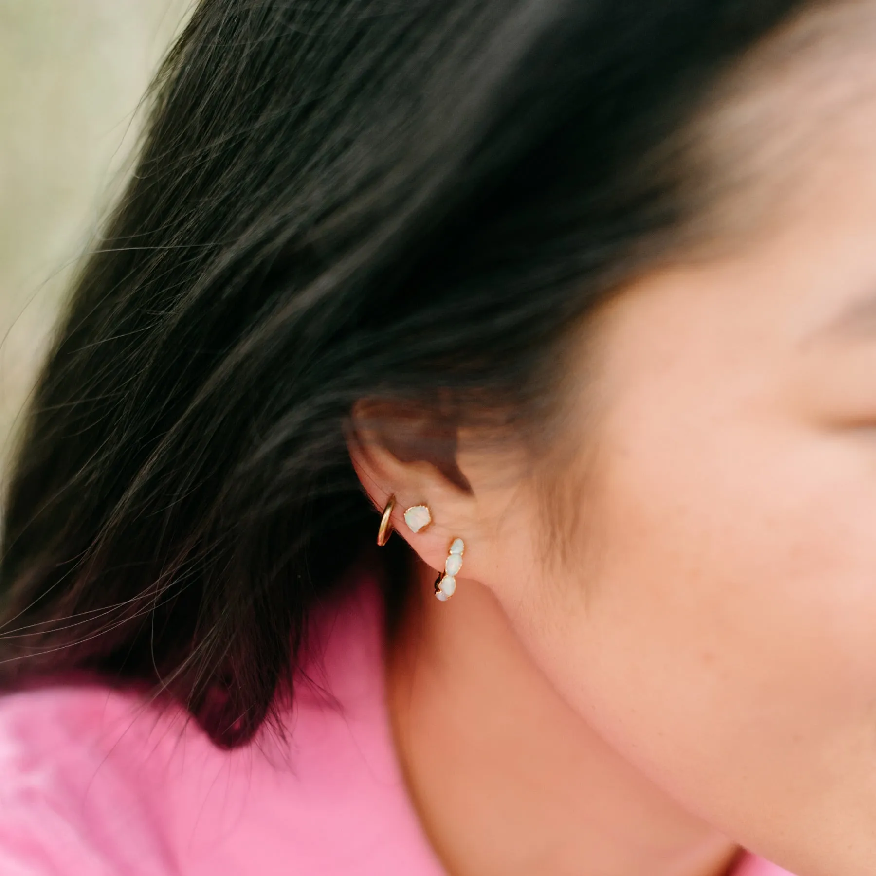 White Opal Studs