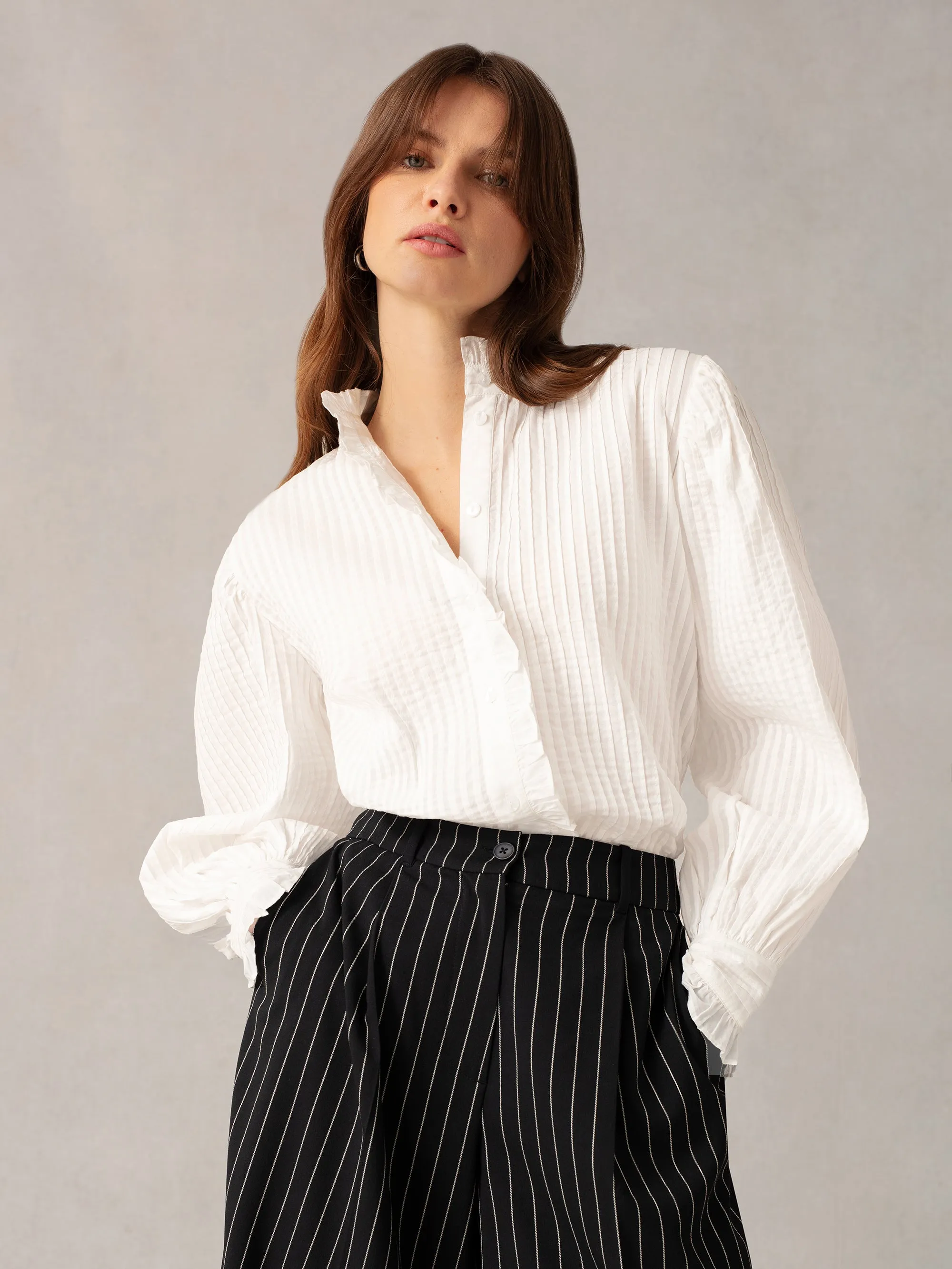 White Pintuck Blouse