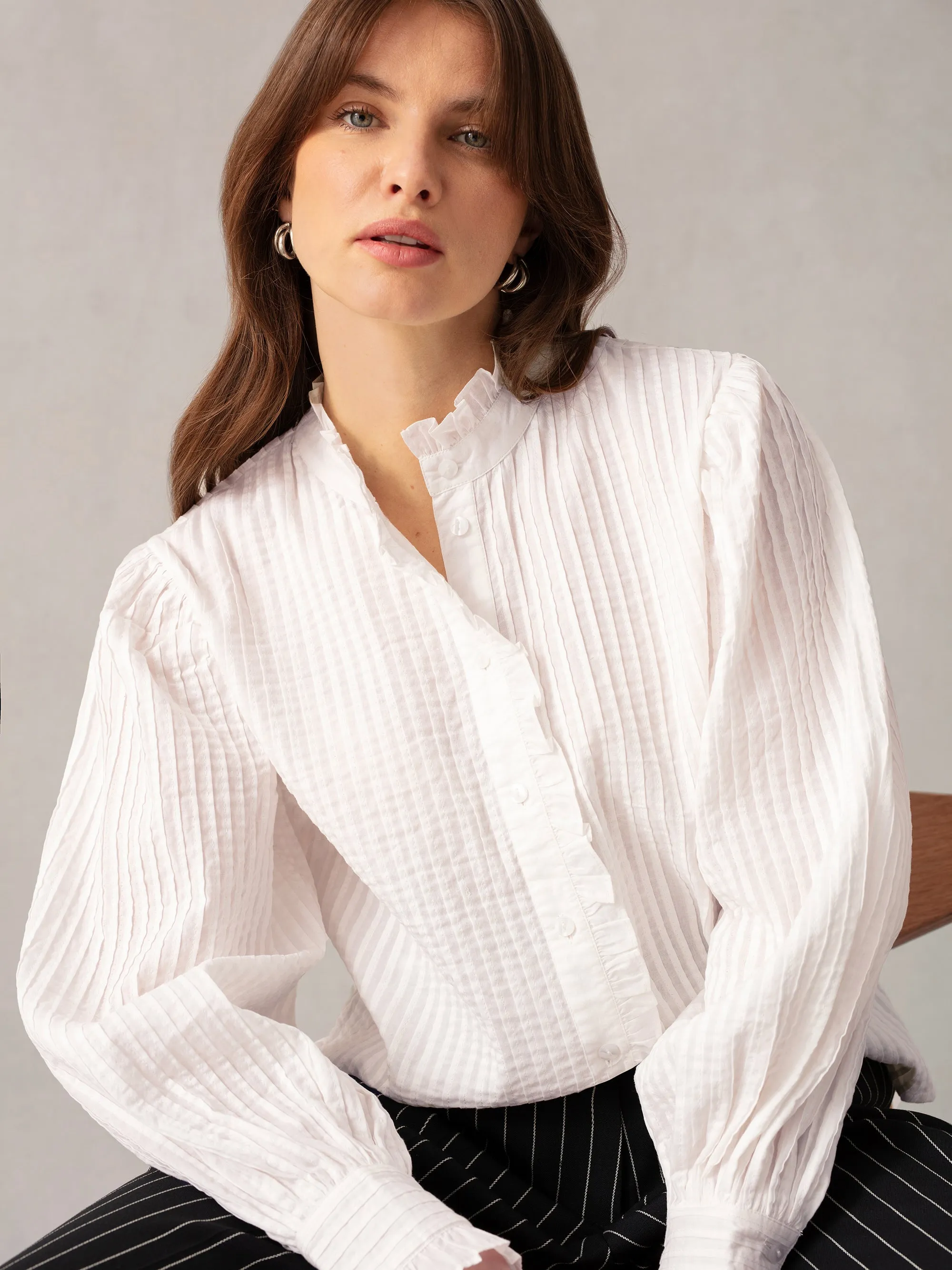 White Pintuck Blouse