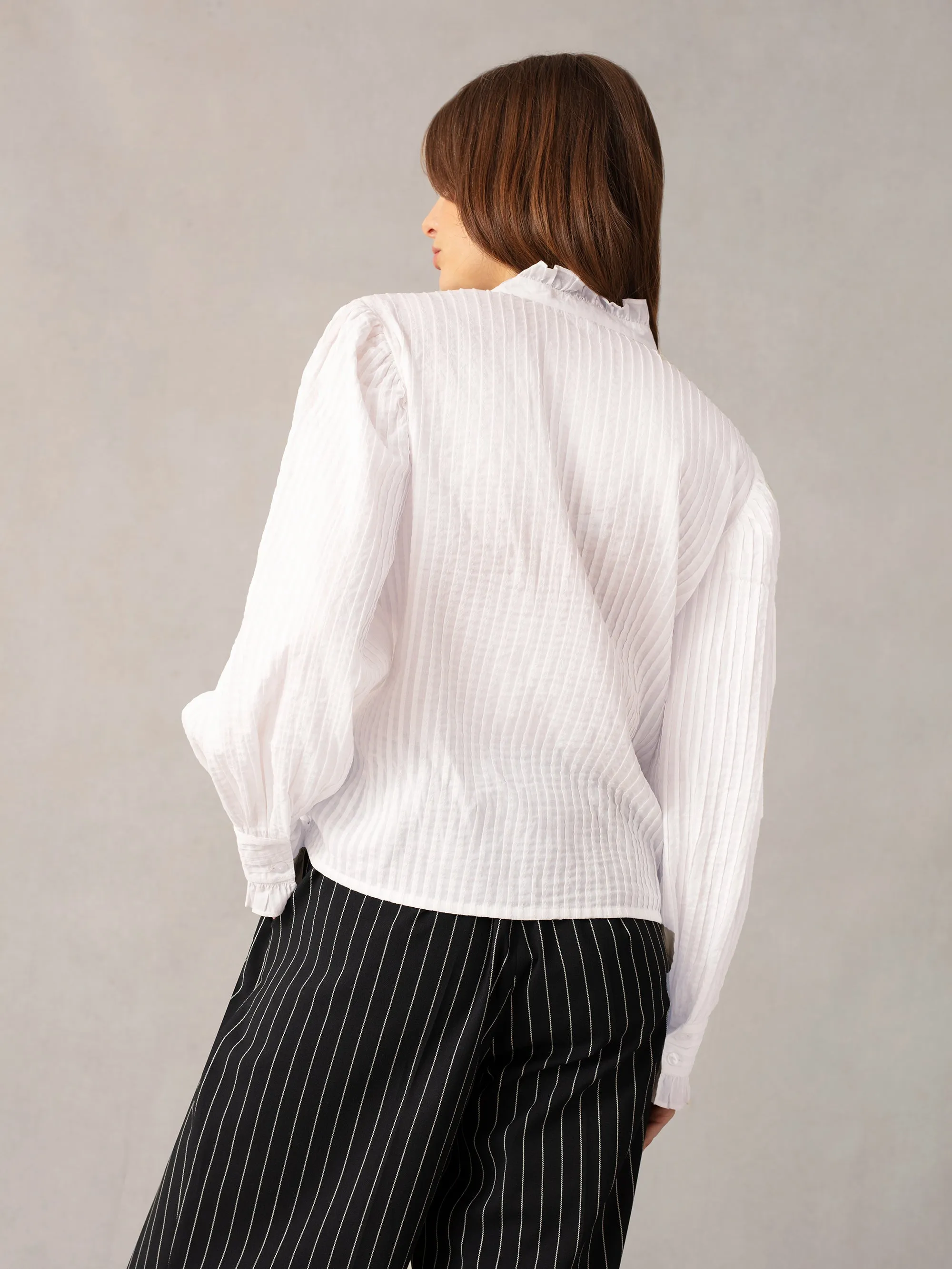 White Pintuck Blouse