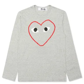 Women's Grey Heart Logo L/S Tee - Grey