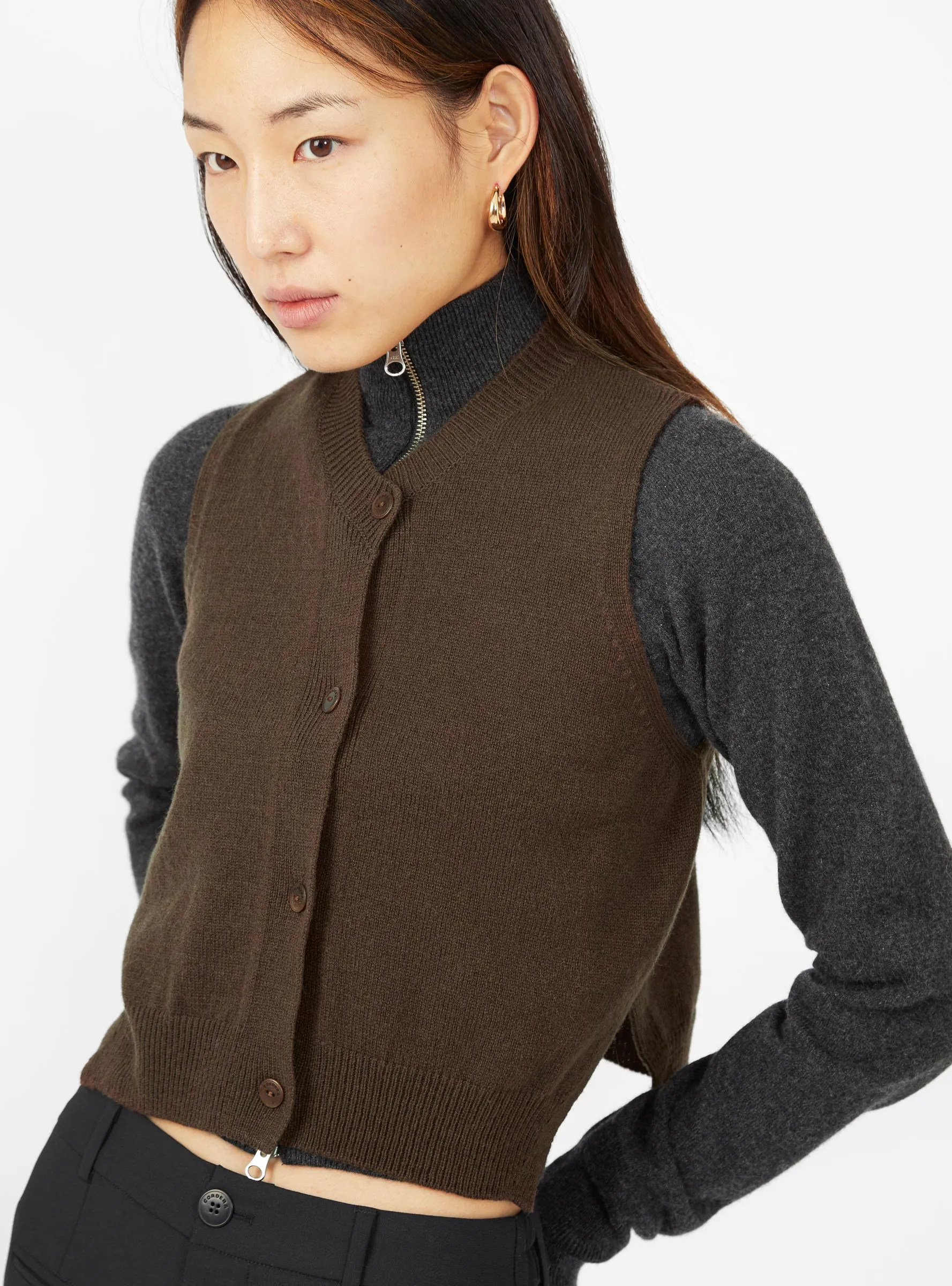 Wool & Cashmere Waistcoat Brown