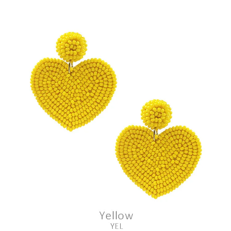 Yellow Beaded Heart earrings