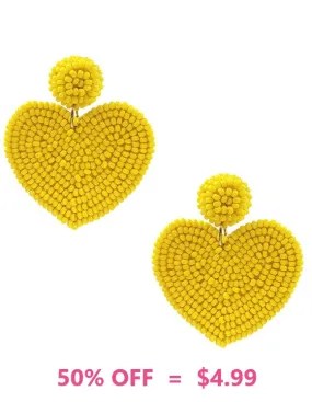 Yellow Beaded Heart earrings