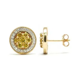 Yellow Diamond Cluster Earrings