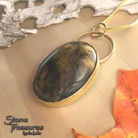 Yellow Feather Jasper Pendant Necklace