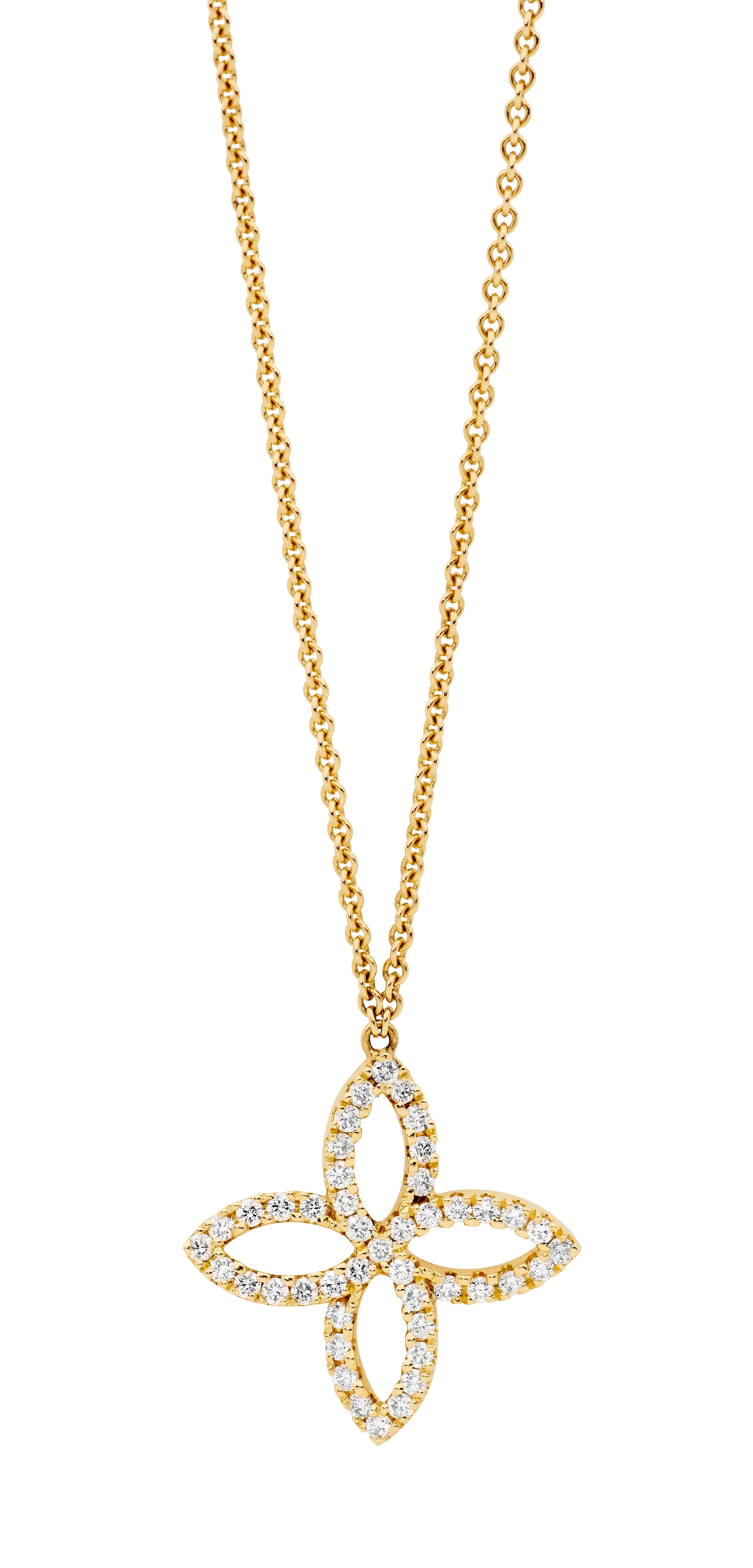 Yellow Gold Diamond Flower Necklet