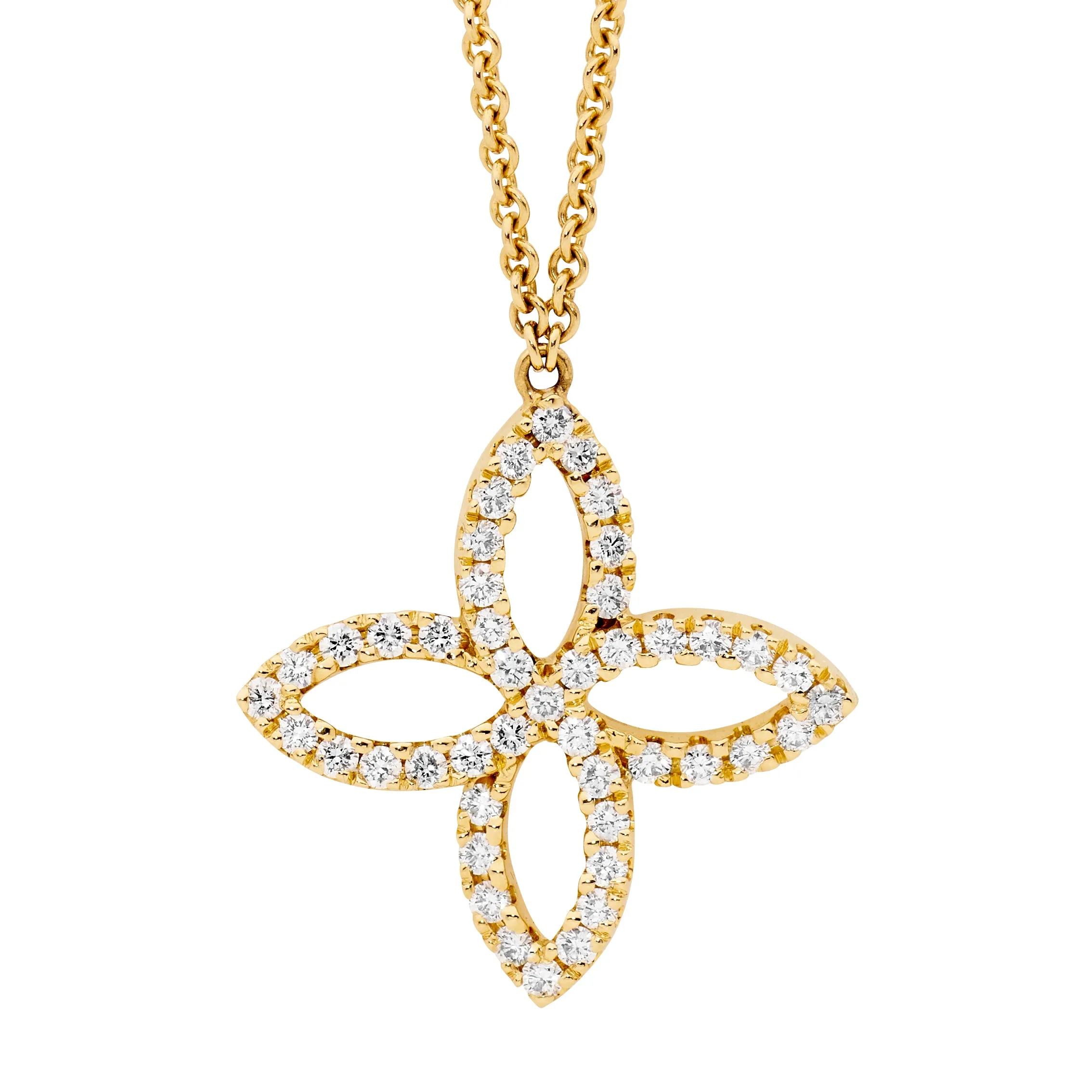 Yellow Gold Diamond Flower Necklet