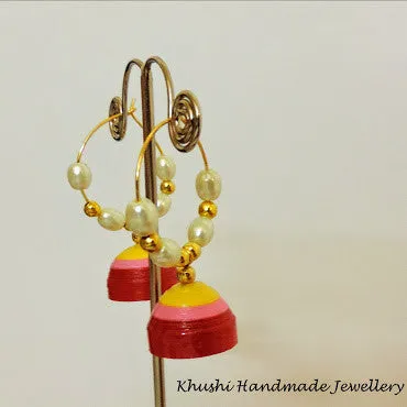 Yellow pink red Jhumka