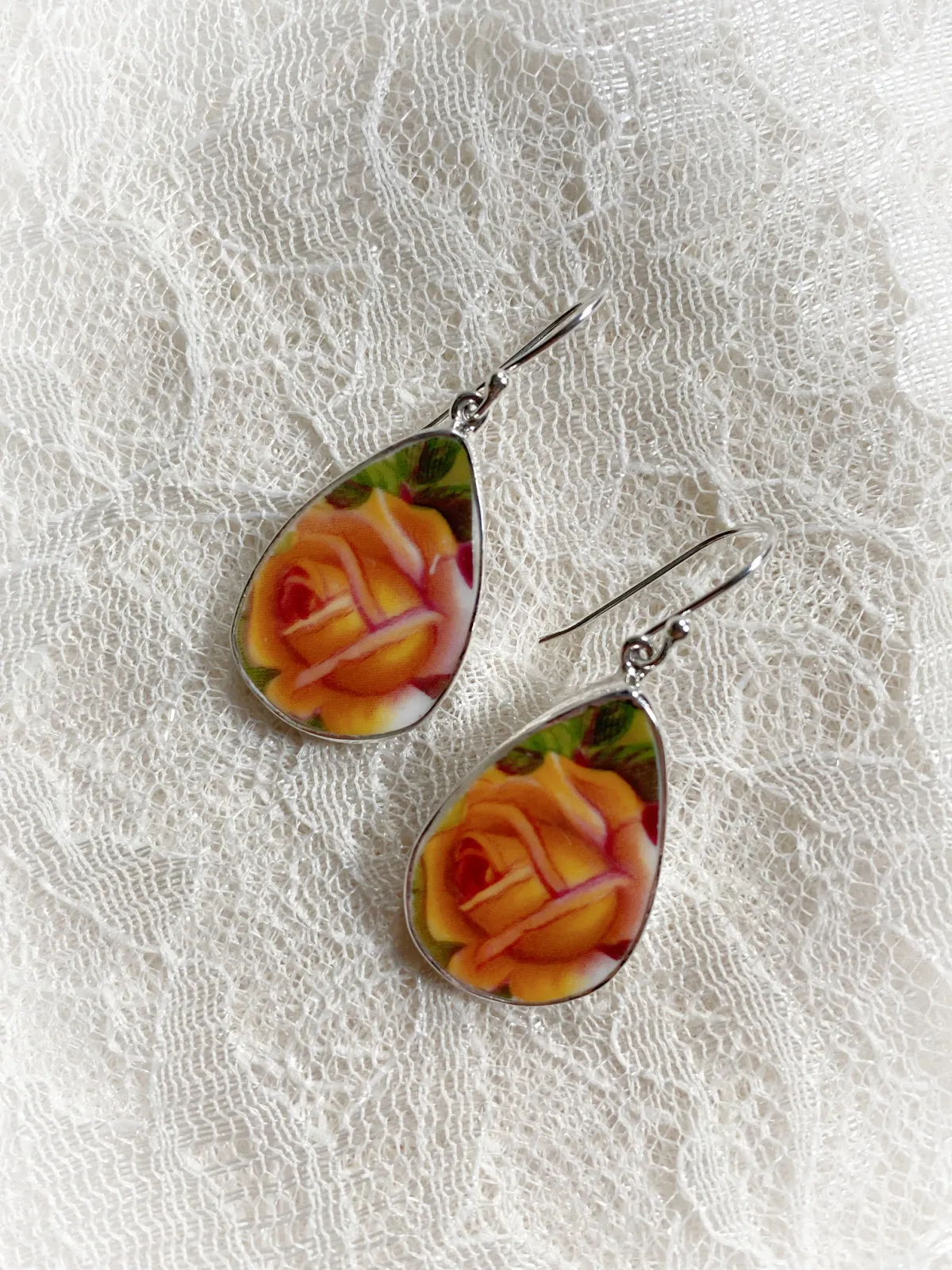 Yellow Rose Ceramic Dangles